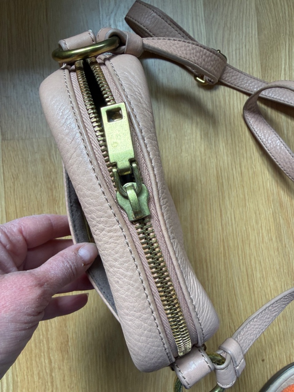 J. Crew Blush Pebbled Leather Crossbody with Gold Hardware - Picture 12 of 16